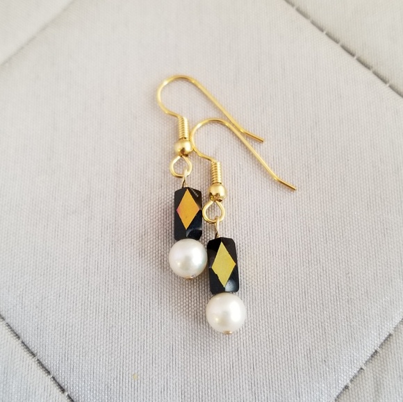 Sea Pearl & Vintage Glass Earrings - Picture 3 of 3